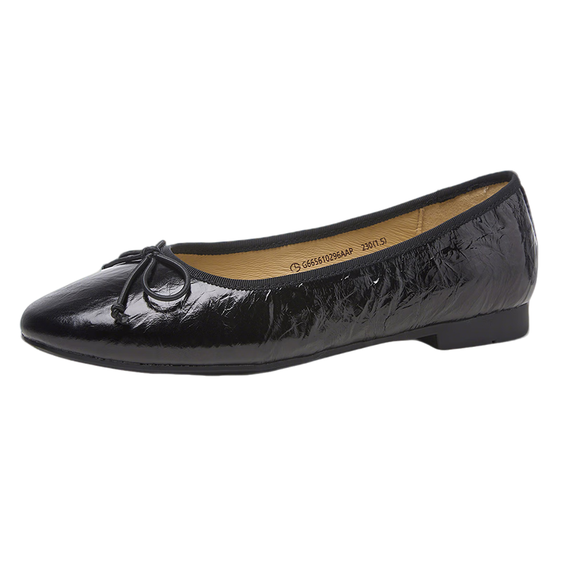 Goldlion Women's Shoes 26 Spring Summer Flat Shoes French Style Bow Low-Cut Soft Sole Grandma Shoes G665610296 Black Size 37