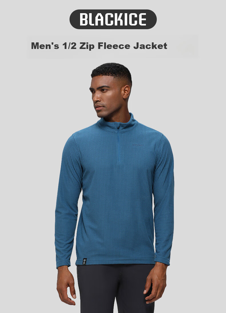BLACKICE Men's Antibacterial Lightweight Comfortable Warm 1/2 Zip Fleece Jacket Gray XL 1