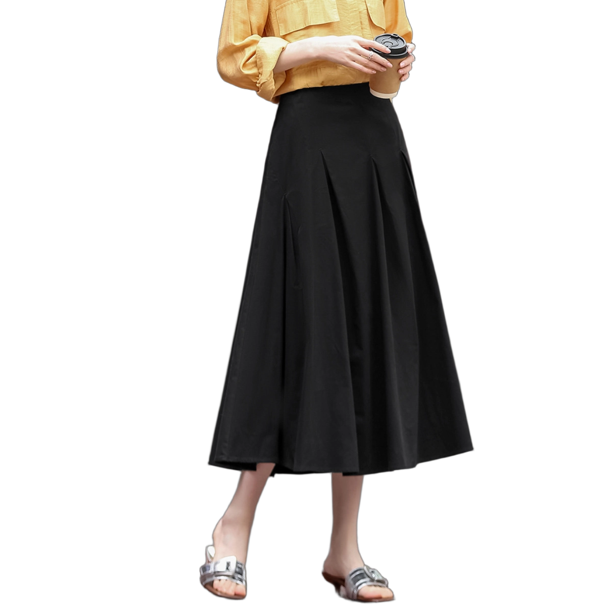 Demana [Eight-Piece 3D Soft Cut] Spring Soft Brushed Cotton High-Waist A-Line Slimming Skirt for Women Premium Quality