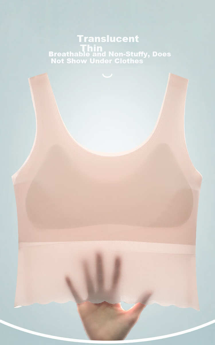 Hodohome Girls' Bra Stage 2 Development Ice Silk Seamless Solid Color Extended Length Vest Style Underwear 010 B80 7