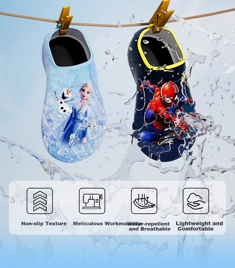 Disney Kids Beach Shoes Non-Slip Snorkeling Socks Boys Girls Swimming Water Shoes D95900 Pink Strawberry Bear XL 14