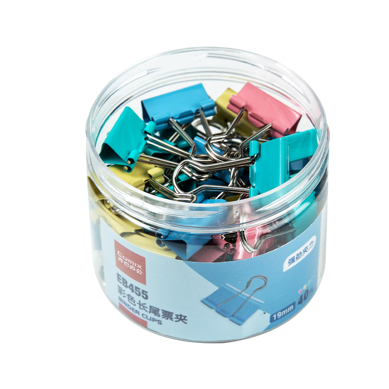 Comix 40pcs 19mm Colorful Small Metal Binder Clips No.5 Document Paper Clips Office Stationery EB455