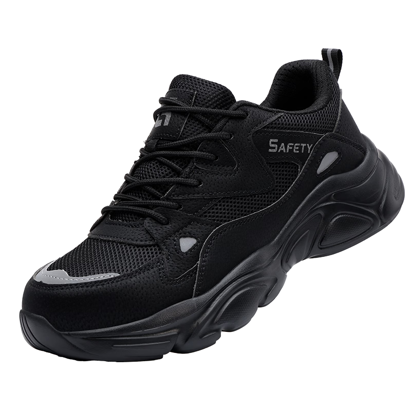 Weierdun Men's Summer Breathable Steel Toe Safety Work Shoes Anti-Smash Anti-Puncture Soft Sole Construction Site AF123BKT Size 39