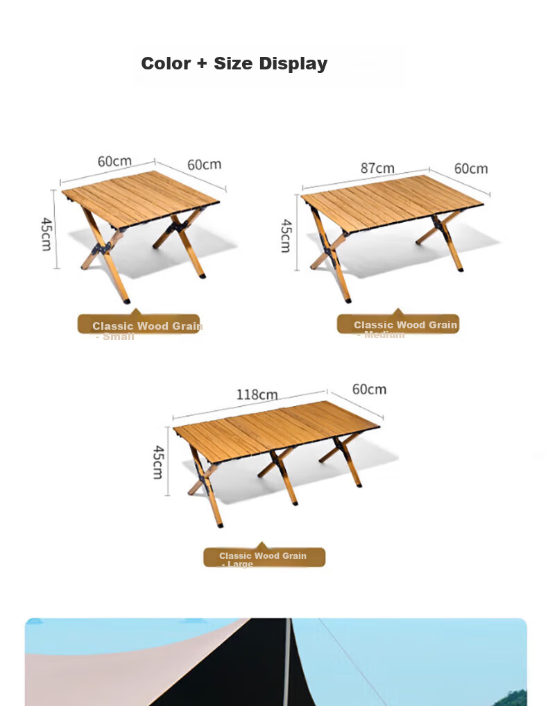 Gosoo Outdoor Folding Table Carbon Steel Egg Roll Table Large Portable Camping Picnic Stall Table and Chair Equipment 17