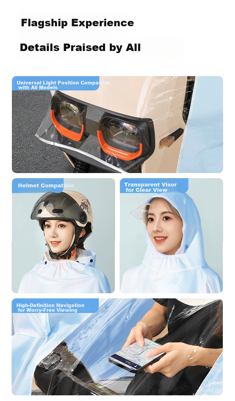 Chengge Electric Scooter Raincoat Full-Body Stormproof Suit Adult Rider Unisex Motorcycle Riding Rain Poncho 25