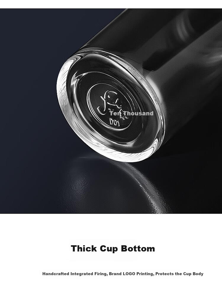 WANXIANG Glass Cup U4R Large Capacity Single-Layer Business Tea Cup Black 660ML High Borosilicate Glass Water Cup 13