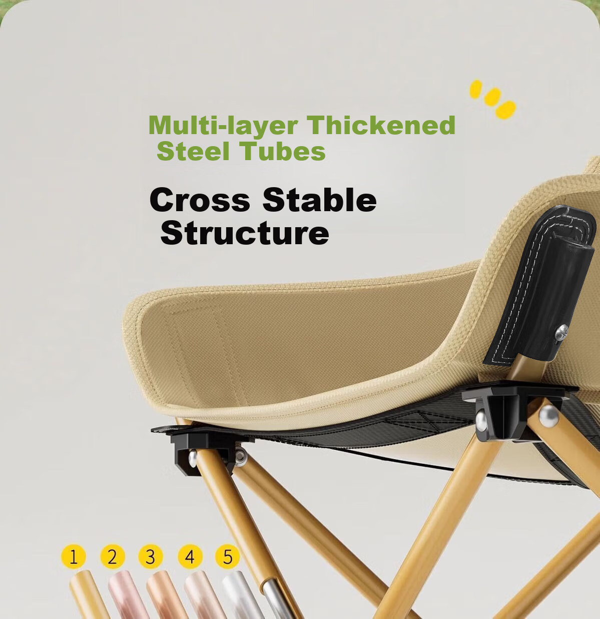 Gosoo Outdoor Folding Chair Portable Camping Moon Chair Beach Chair with Backrest Fishing Picnic Sketching Chair 11