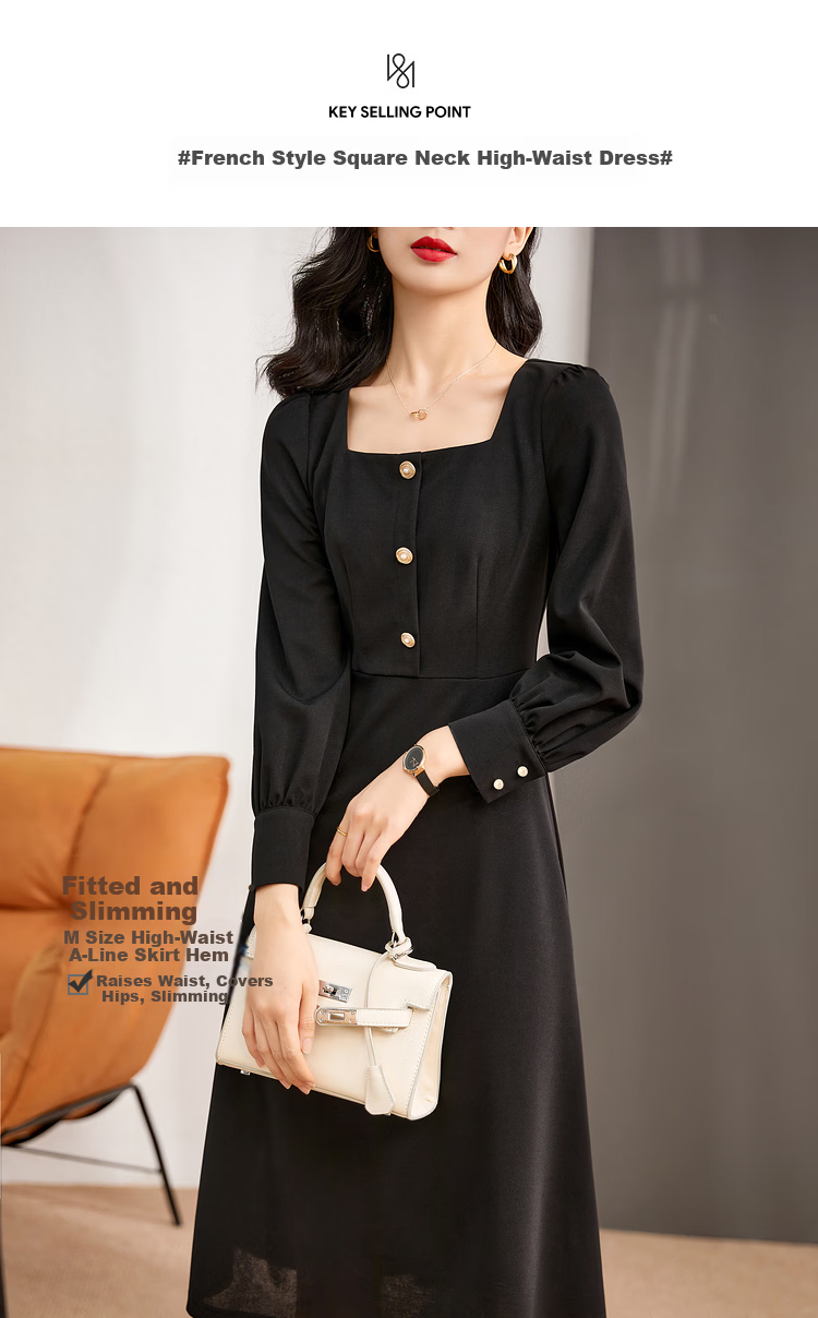 Shangdu Bila New Year Red French Style Dress for Women Spring Autumn Mid-Length Elegant Goddess Waist-Slimming Petite Dress 2