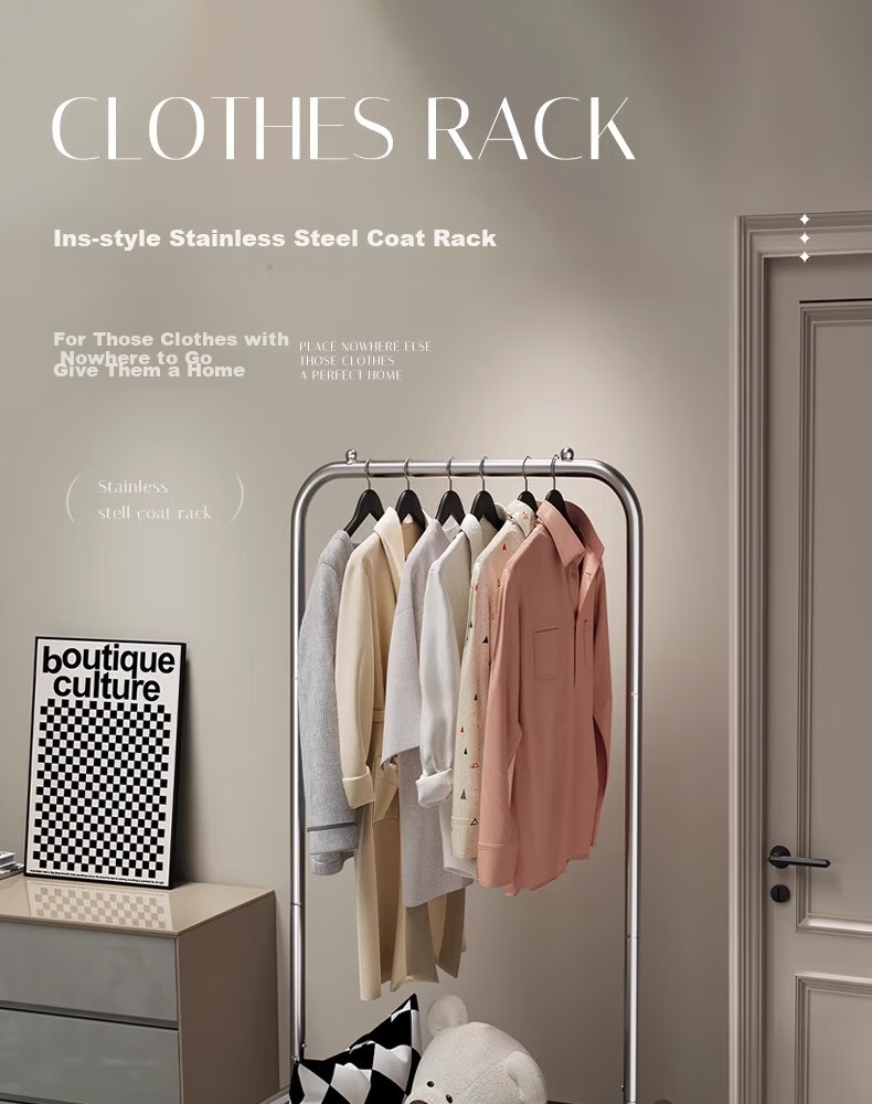 Chibilun Bedroom Floor Coat Rack Home Metal Clothes Hanger Stand Wardrobe Room Storage Overnight Clothes Rack 1