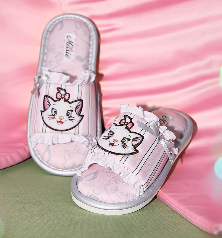 Gukoo Women's Four-Season Mary Cat Collaboration Cute Flat Home Slippers Ballet Pink Size 36-37 11