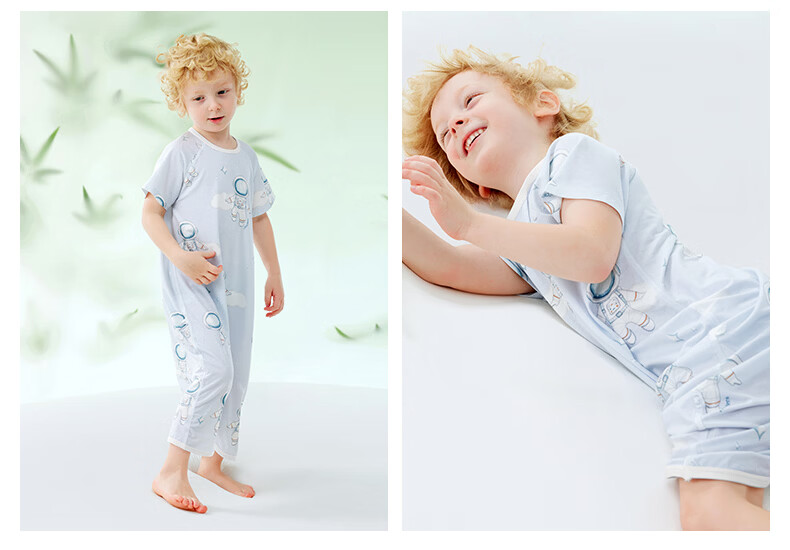 Betis Kids Summer 2026 Yokes Silk Sleepwear Boys Girls Short Sleeve Cool Nightgown 36