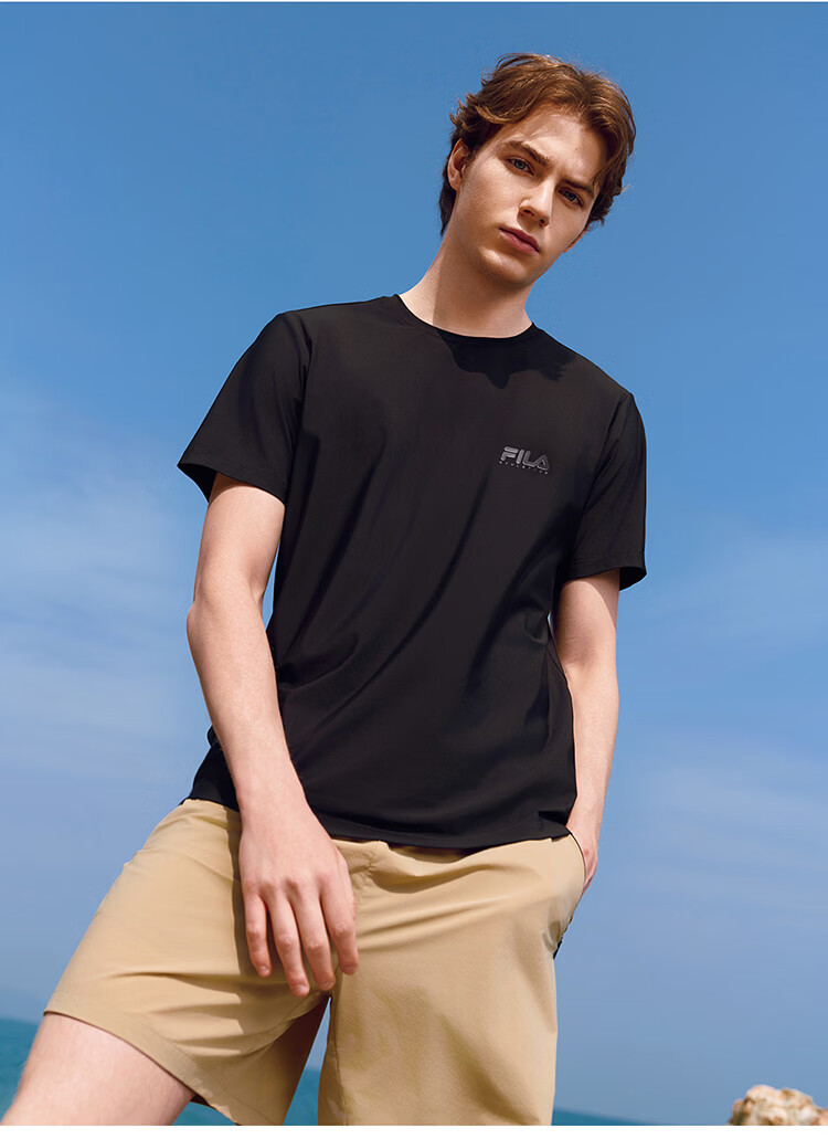 FILA Official Men's Short Sleeve T-Shirt 2026 Summer Cooling Breathable Round Neck Sun Protection Sports Top 12