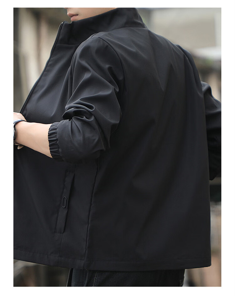 Pierre Cardin Men's Jacket Spring Autumn Lightweight Business Stand Collar Outdoor Windproof Casual Black L 13