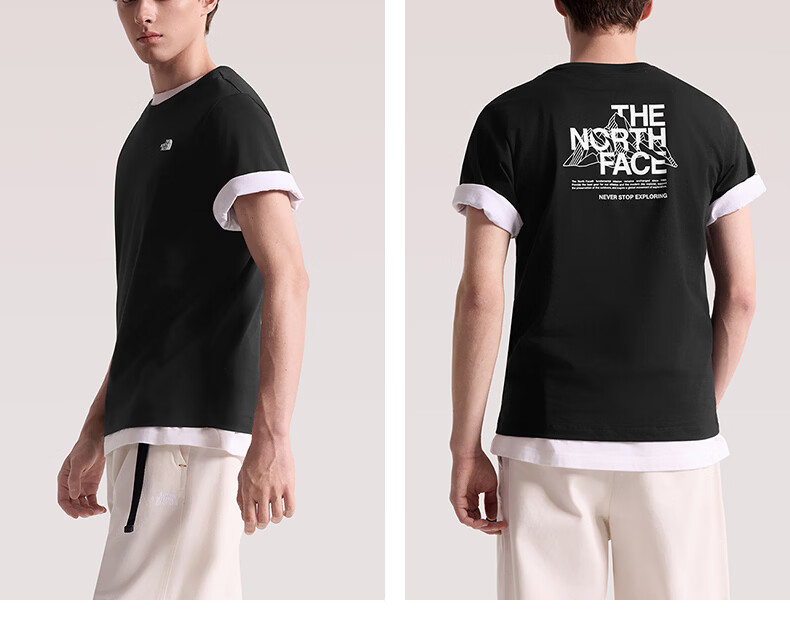 The North Face Unisex Printed Short Sleeve T-Shirt Outdoor Breathable Gray 0TI 2XL 4