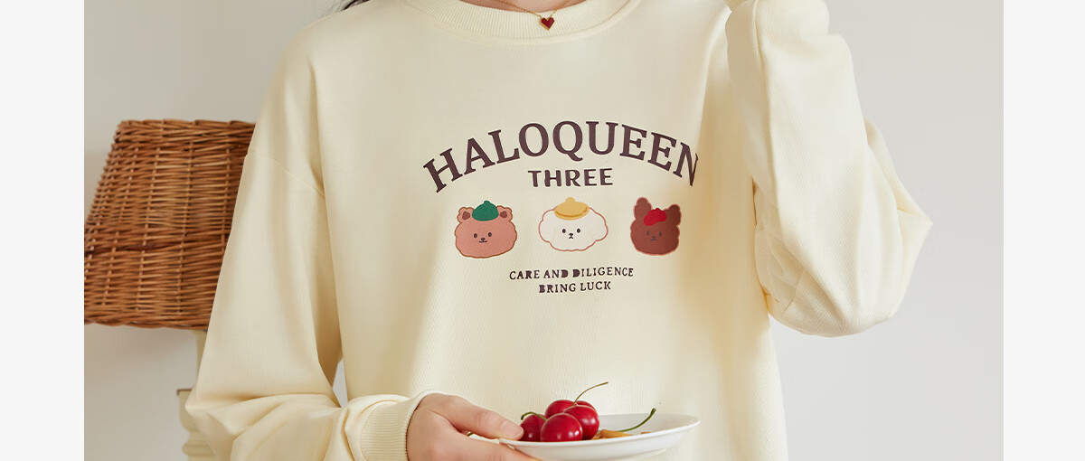 Halo Queen Women's Sweatshirt, Spring And Autumn Round Neck, Little Bear Christmas Outfit, Fashionable Loose Top Jacket H143W1002 46
