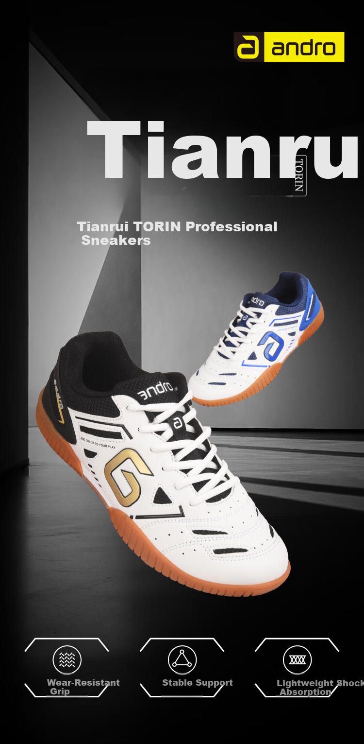 ANDRO An Duo Table Tennis Shoes Men Women Non-slip Wear-resistant Sports Shoes Tianrui TORIN Platinum Size 40 1