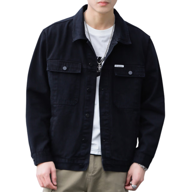 Jeanswest Men's Jacket 2026 Spring Summer New Loose Fashion Simple Black Denim Jacket XL