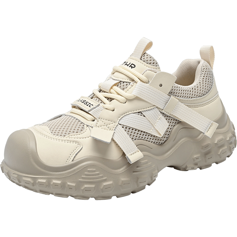 ZHR Women's Hiking Shoes, Outdoor Sports Shoes for Women, Lightweight Thick-Soled Height-Increasing Casual Women's Shoes, KD215, Beige, Size 37