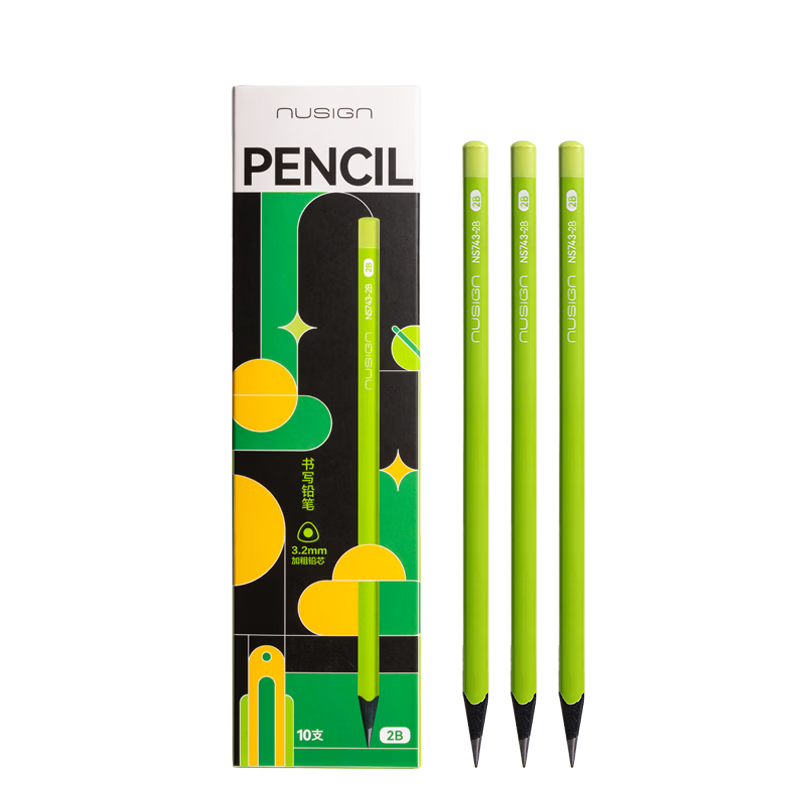 Deli [Best-Selling Product], Triangular Pencil 10 Pieces, 2B Pencil, Natural Wood, Student Exam Sketch Drawing Pencil, Writing Practice Pencil, Gift, NS743-2B