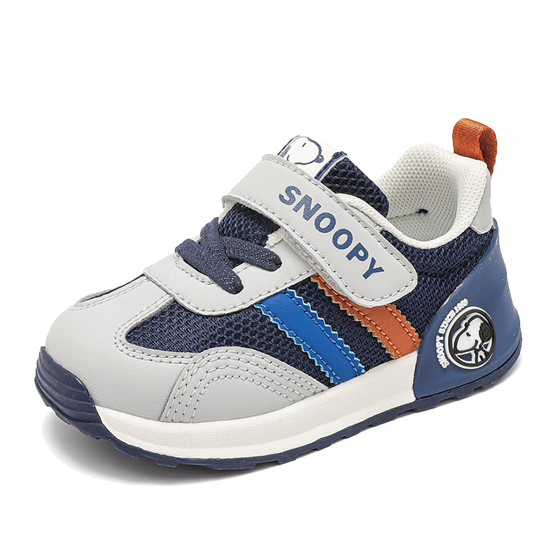 SNOOPY Kids Soft Sole Sports Shoes Baby Shoes Girls Versatile Trainer Boys Casual Shoes 0077 Gray/Blue Size 28