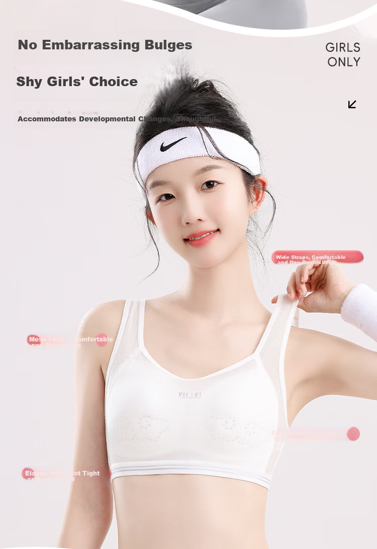 Cosmo Lady Girls' Children's Underwear Vest-Style Development Bra Mesh Thin Breathable Quick-Dry Anti-Poke Single Piece 5