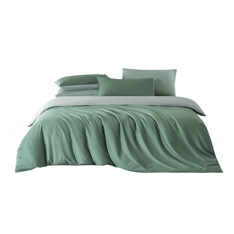 JD Original 60-Piece Pure Cotton Bedding Set, 100% Xinjiang Long-Staple Cotton Sateen Class A Bedding, Luxurious High-End Bedsheet Duvet Cover Quilt, for 1.5-Meter Bed, Tea Gree