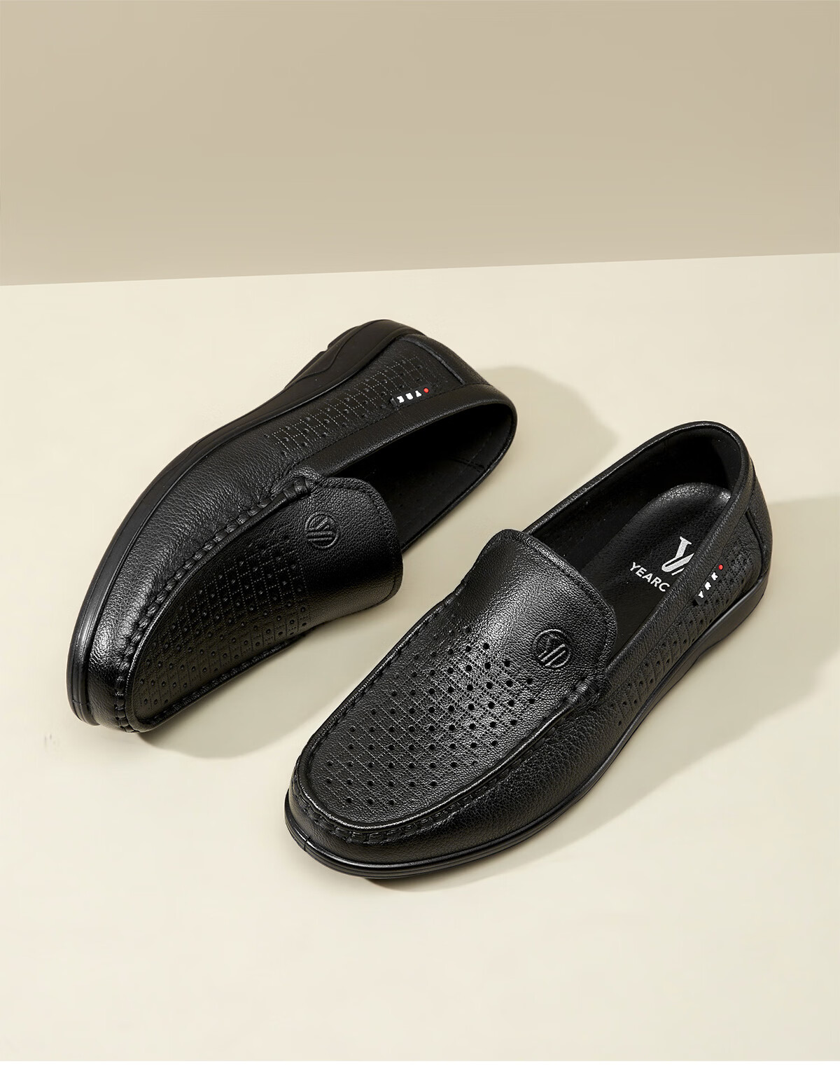 Eierkang Men's Perforated Breathable Driving Shoes Business Casual Leather Loafers Moccasins Black 38 57364W 1