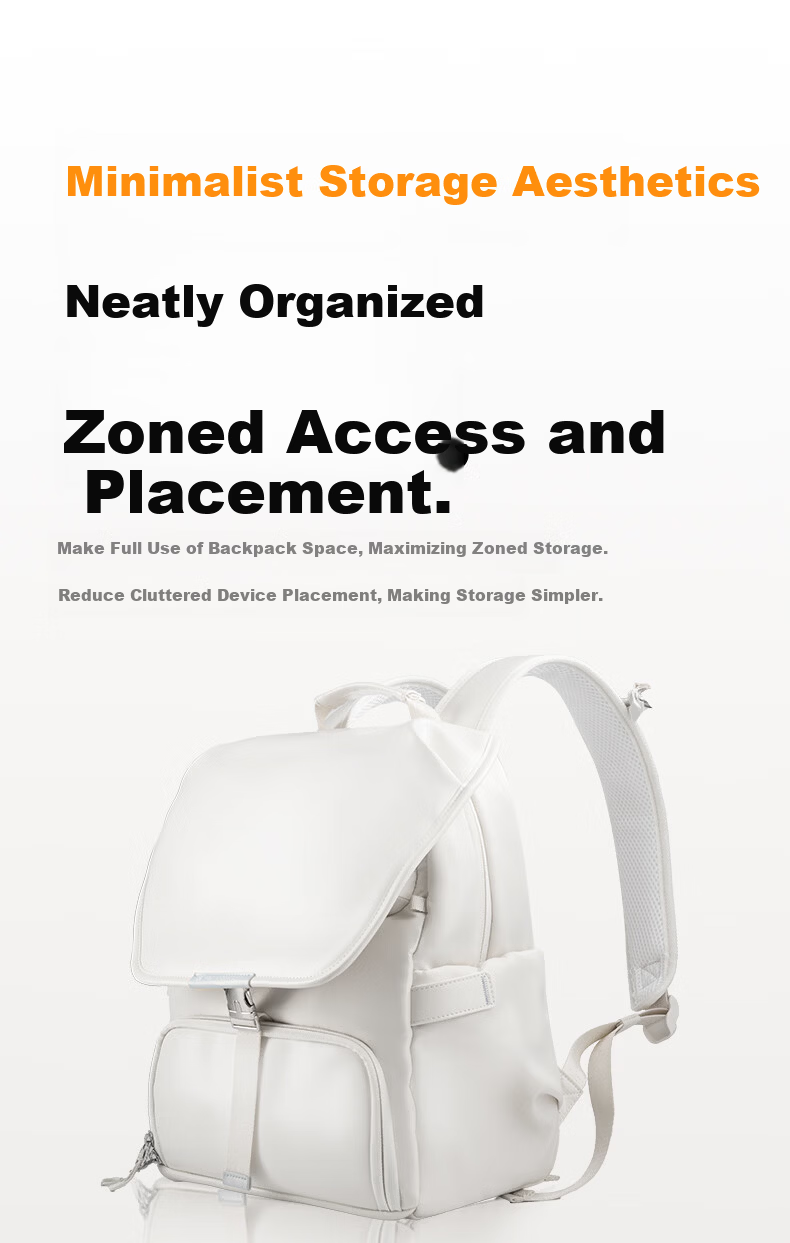 Zhuoer Vitality Series Square Camera Bag Photography Backpack Casual Minimalist Style Top and Bottom Compartments One Camera Two Lenses 15L Pearl White 4
