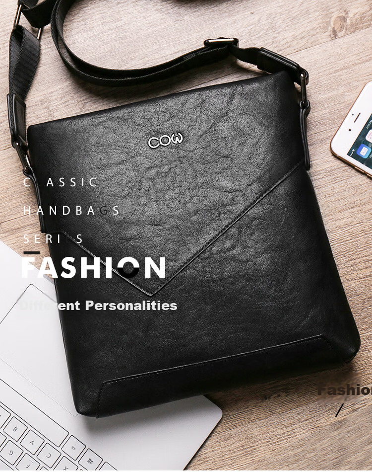 COW Men's Shoulder Bag Business Casual Crossbody Chest Bag Backpack Handbag 8610 Vertical Style 1