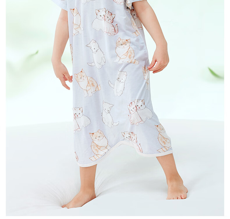 Betis Kids Summer 2026 Yokes Silk Sleepwear Boys Girls Short Sleeve Cool Nightgown 22