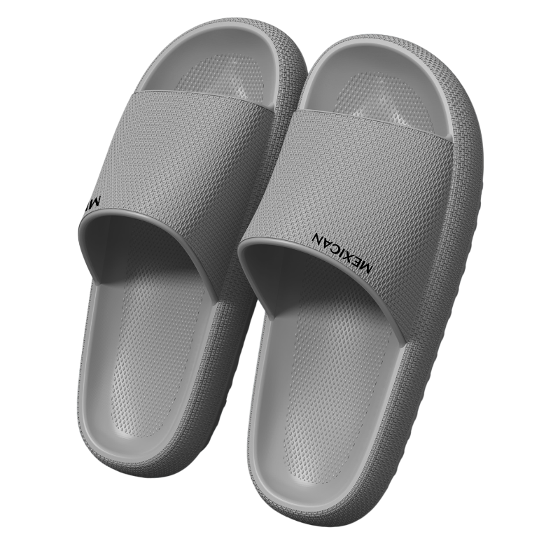 MEXICAN Men's Slippers Soft Sole Indoor Home Quiet Shower Bathroom Non-Slip Outdoor Grey Size 42-43
