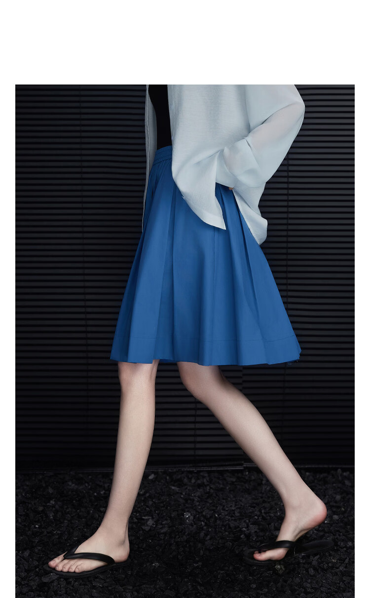 Demana [Yunxiang Pure Cotton] Spring Drawstring Elastic Waist Loose A-Line Umbrella Skirt Petite Loose Women's Half Skirt 13