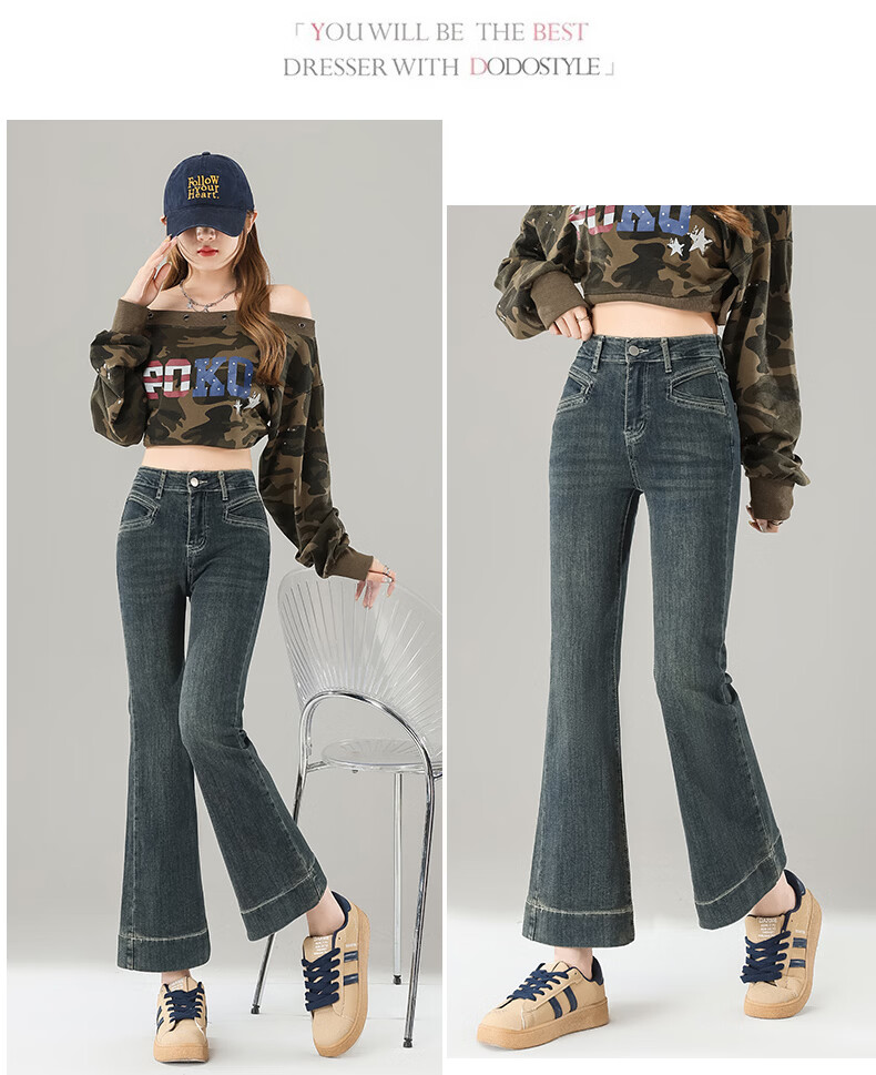 Jeanswest Women's Summer Fashion Trendy Slim Fit High Waist Flared Ankle Pants Cement Gray L 15