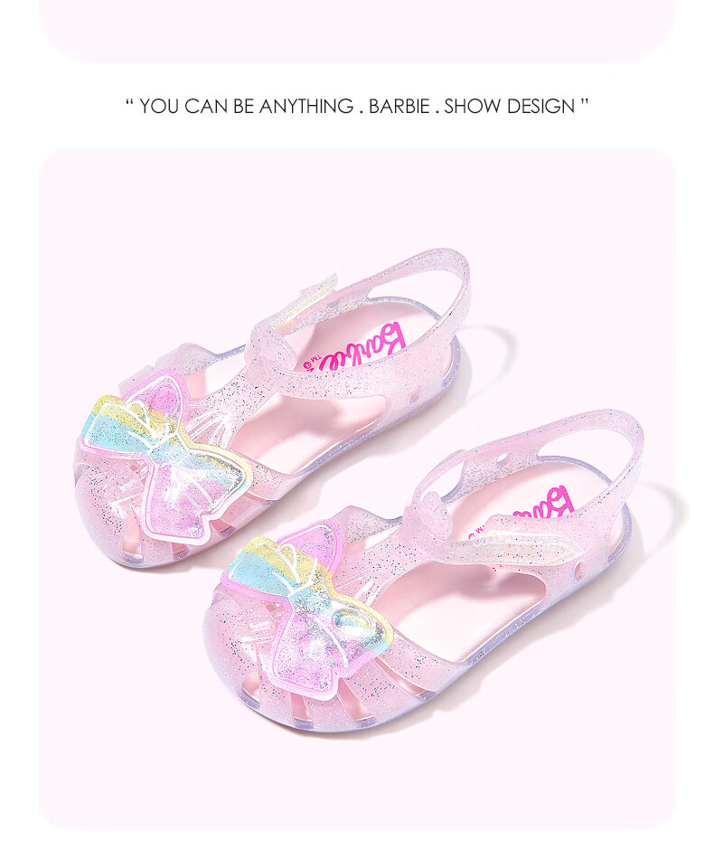 Barbie Girls' Summer Jelly Princess Outdoor Closed-Toe Sandals DA7231 Pink Size 25 3