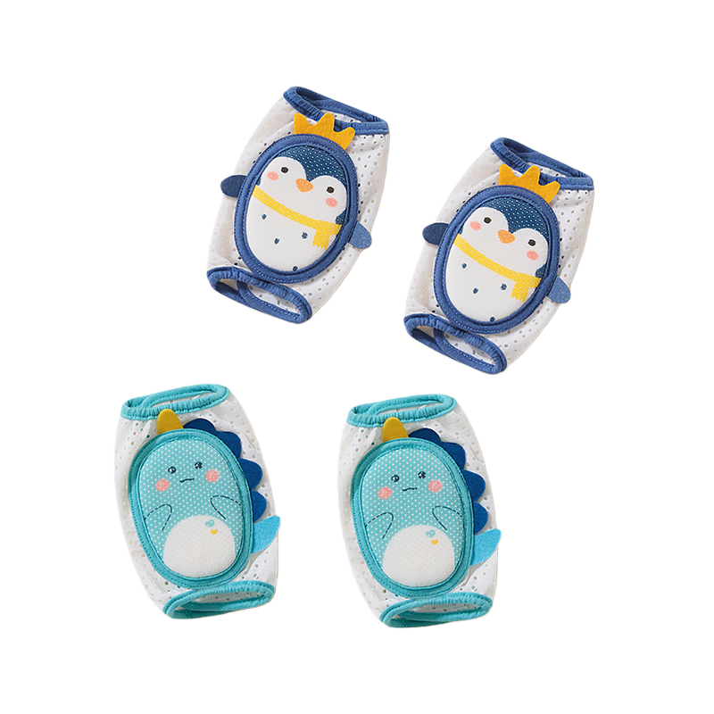 Betis Baby Knee Pads Thin Breathable Adjustable Anti-Fall Crawling Walking Protection for Children Penguin + Falcon