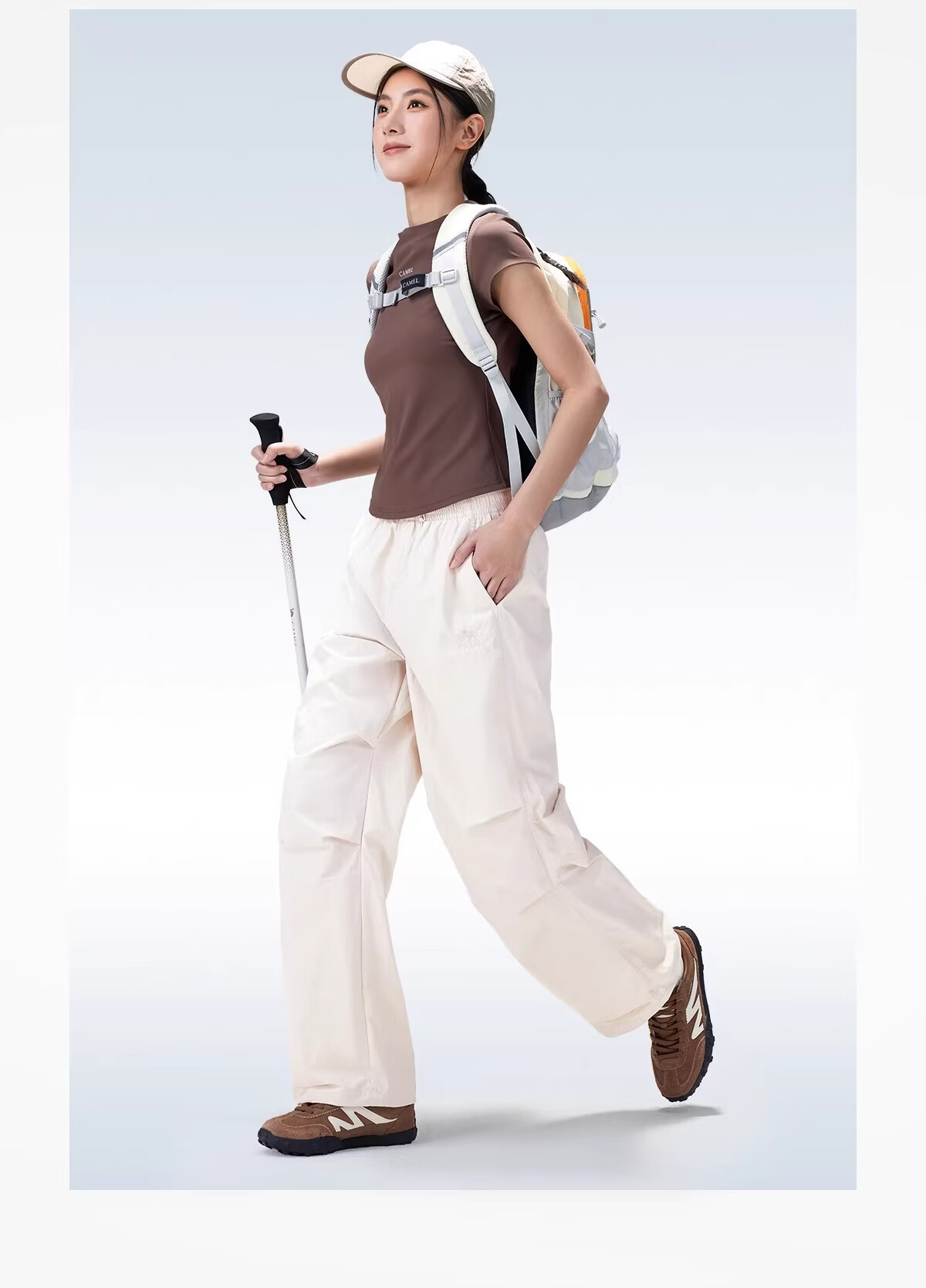 CAMEL [Wang Junkai's Choice] Outdoor Quick-Dry Pants, Spring And Summer Cool Breathable Sun Protection Wide-Leg Trousers, Hiking Paratrooper Pants 30