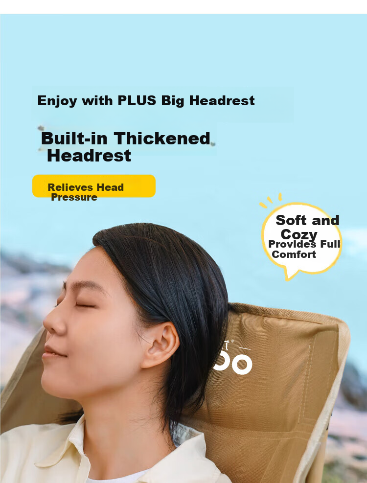 Gosoo Outdoor Folding Chair High Back Moon Chair Camping Chair with Backrest Portable Nap Folding Recliner Beach Chair 9