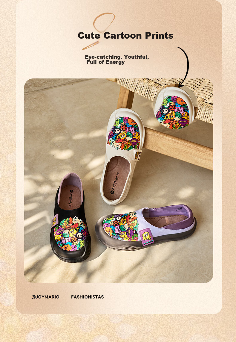 J&M Women's Loafers Flat Slip-On Graffiti Casual Commuter Canvas Shoes Purple Size 37 2