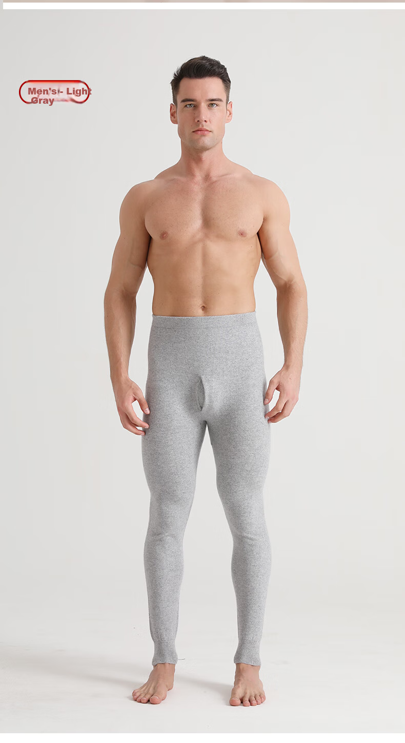 Mengyangwang Men's Pure Cashmere Pants Warm Slim Fit Thermal Leggings Wool Pants Autumn Winter Thickened Thermal Underwear for Men 14