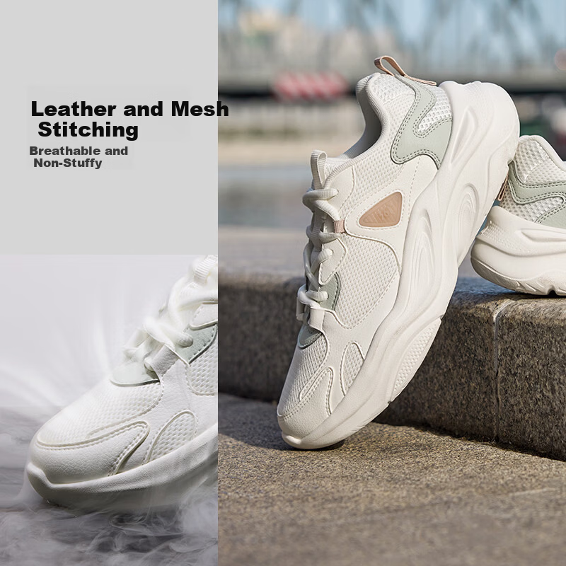 361° Women's Sports Shoes Spring Summer New Thick Sole Cushioning Commuter Retro Casual Dad Sneakers 682616762-1