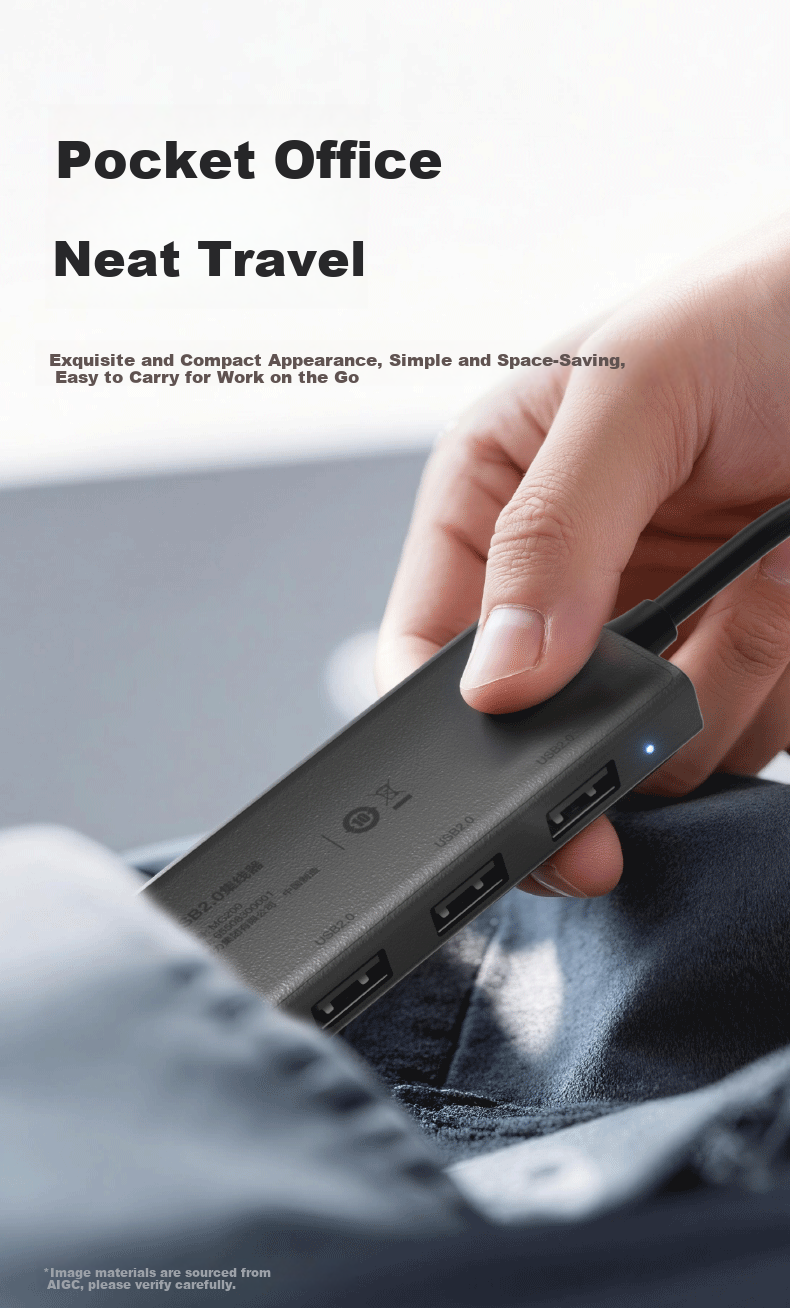 Deli USB 3.0 Docking Station 4-Port High-Speed Hub External USB Interface Converter for PC Laptop MG300 7