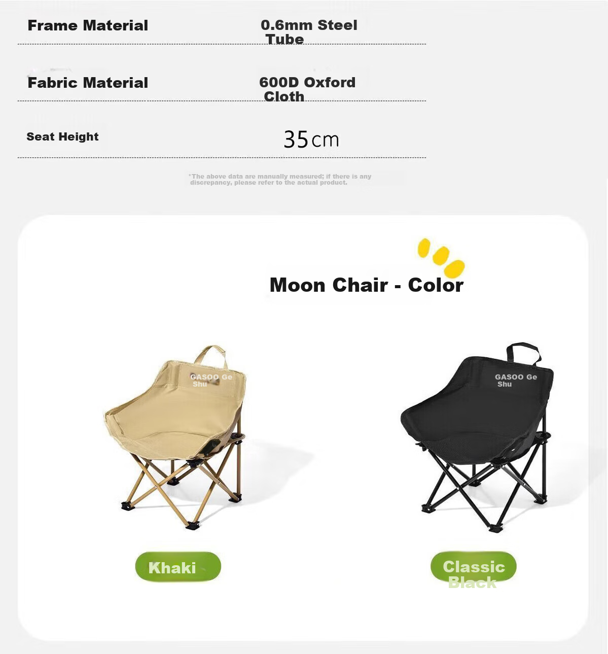 Gosoo Outdoor Folding Chair Portable Camping Moon Chair Beach Chair with Backrest Fishing Picnic Sketching Chair 22