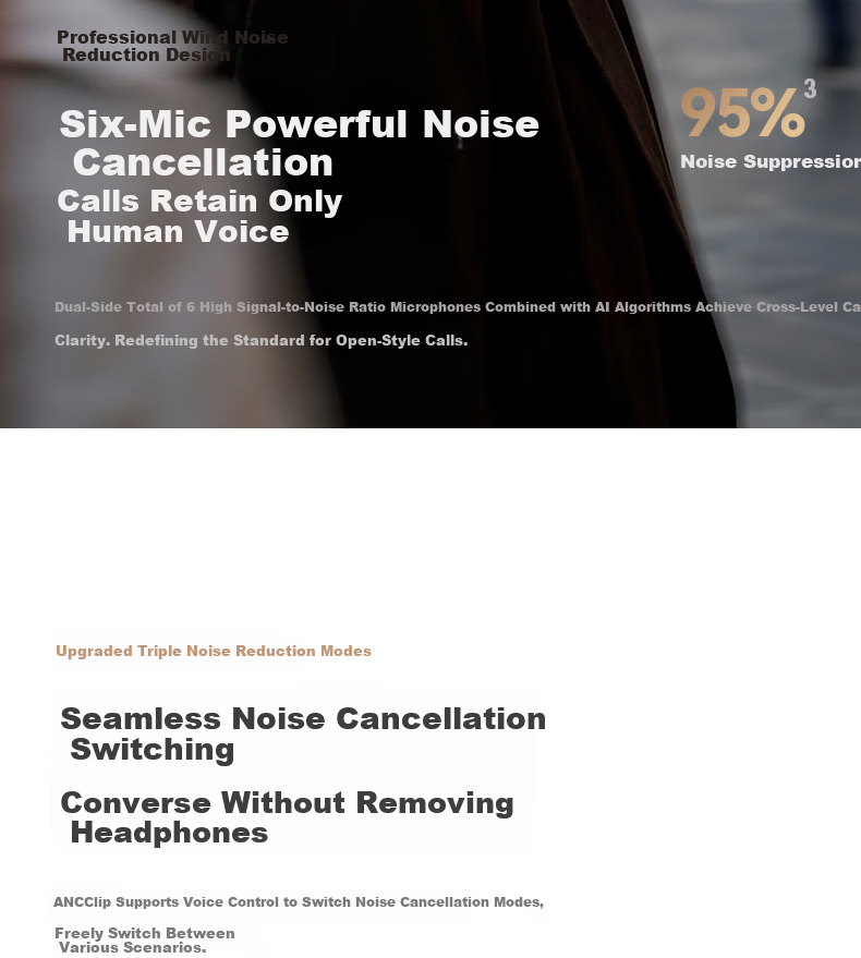 SANAG Sena ANC Clip-on True Wireless Bluetooth Earbuds Active Noise Cancelling Earphones Lossless Sound Quality Long Battery Life Translator Gift for Elders and Partners 10