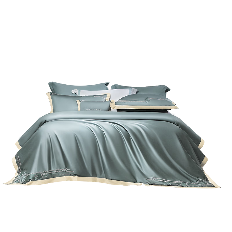 FUANNA Bedding Set 4-Piece 140S Double-Strand Long-Staple Cotton Class A Sateen 100% Cotton Sheet Duvet Cover Double Extra Large 230x229cm Chloe