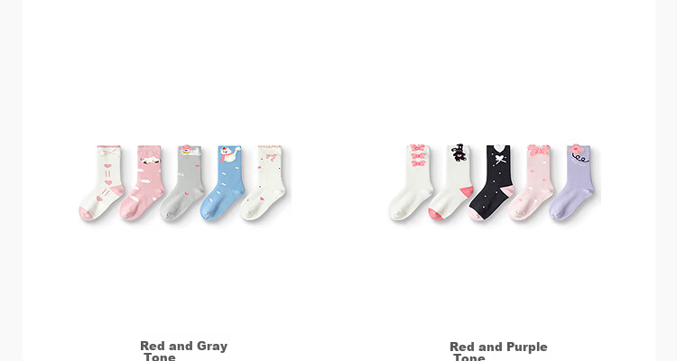 Balabala BalaOne Autumn Winter Cotton Socks for Girls Children Kids Sweet Style 5 Pairs Set 208925172004 10