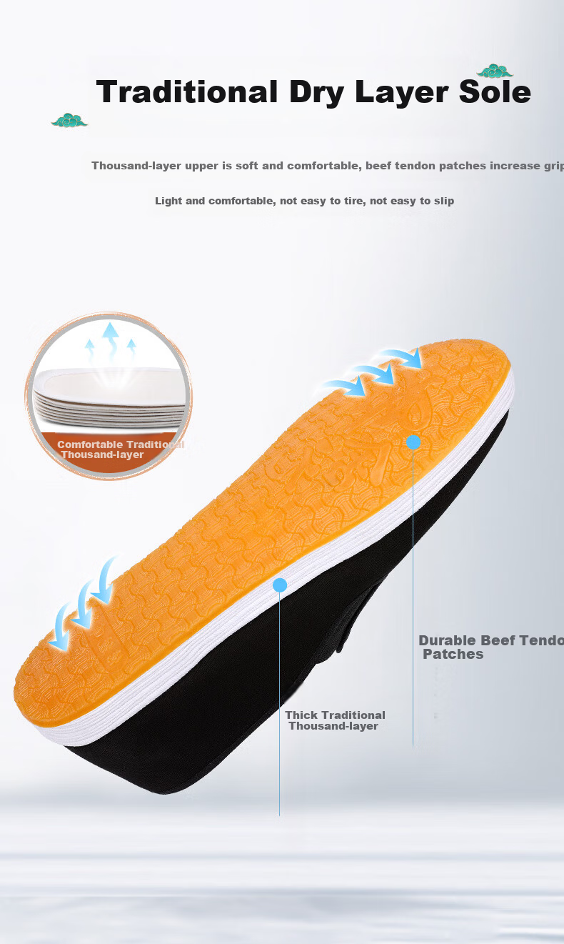 BUSHEYUAN Traditional Handmade Multi-layer Sole Elderly Shoes Men's Middle-aged and Elderly Dad Shoes YW03JP Beef Tendon Sole Size 39 9