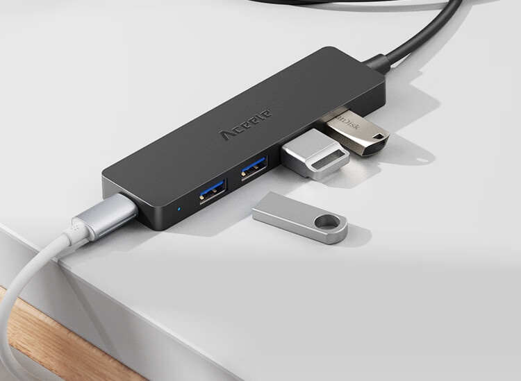 ACEELE USB 3.0 4-Port High-Speed Hub Type-C Power Delivery Splitter 1m Plug and Play Compatible with Apple/Huawei 2