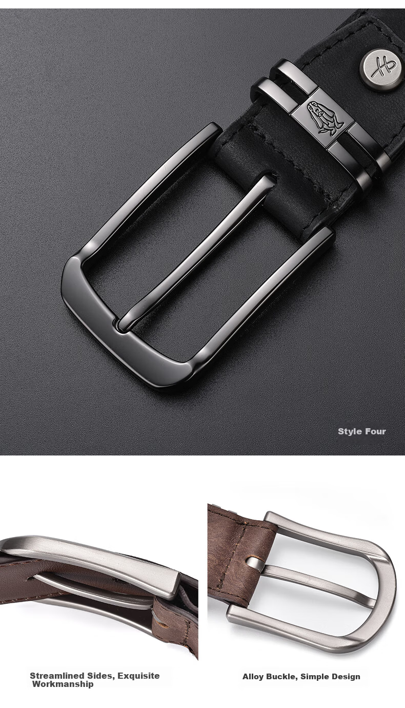 Hush Puppies Men's Leather Belt Simple Classic Versatile Birthday Gift for Boyfriend with Practical Gift Box 2