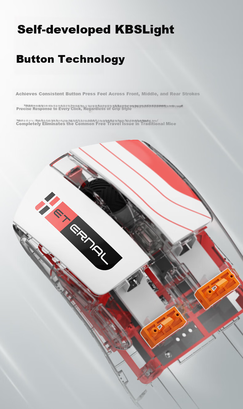DAREU AE6V2 Wireless Mouse Gaming Office Bluetooth Mouse Wired/2.4G Connection Lightweight Ergonomic Symmetrical Mouse AIM-750U Racing White 9