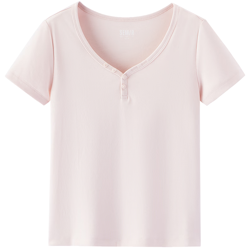 Semir Women's Summer Short Sleeve V-Neck Half-Placket Pullover Slim Fit T-Shirt 2026 Top 109326100046